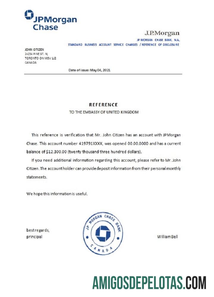 Referência do Canadá JP Morgan Chase exemplo real